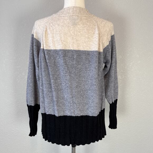 Griffin Womens Crew Neck Colorblock Sweater Size XL Tan Gray Black Cashmere Wool - Picture 5 of 7